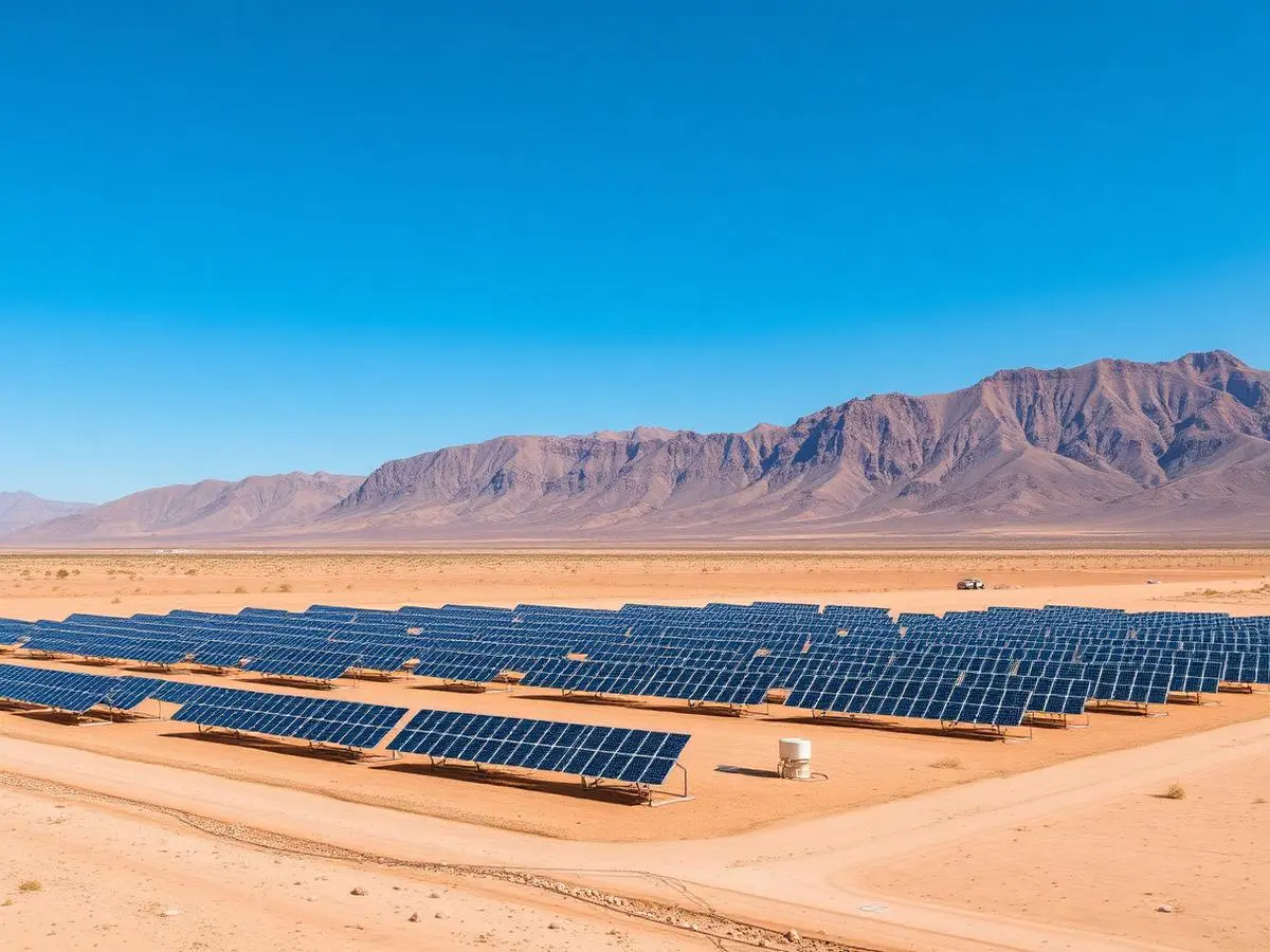Large commercial solar array installed on open ground near Ghazni