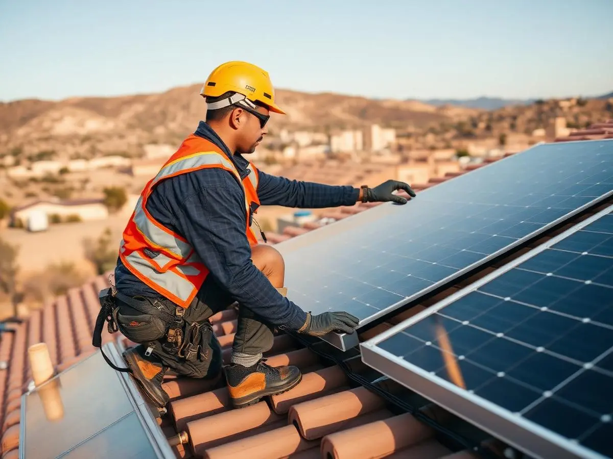 Certified technician installing a residential solar panel system in Ghazni